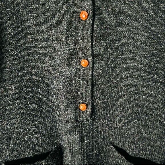 Woolrich Vinatge Charcoal Gray 100% Wool Five Button Cardigan Sweater Size L - Picture 4 of 11